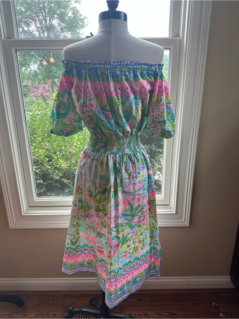 NWT Lilly Pulitzer Camille Island Hopping Tropical Off Shoulder Midi‎ Dress - Picture 5 of 8